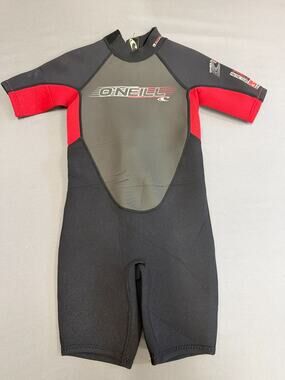 O'neill Reactor 2mm Youth Wetsuit Short Sleeve Shorty Black & Red Size 8